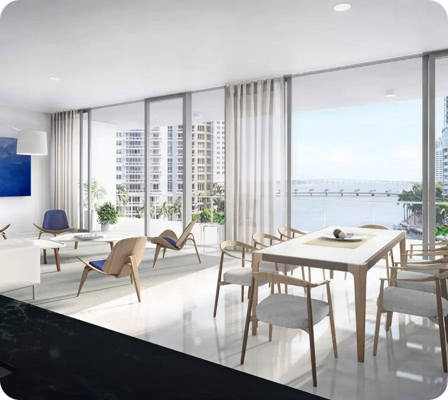 Las residencias incluyen opciones de 1 a 5 habitaciones, dúplex, penthouses y penthouse triplex, ofreciendo espacios exclusivos frente al mar con acceso a marina para súper yates y servicios inspirados en la hospitalidad de lujo.